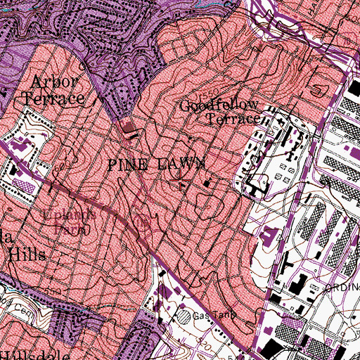 Topographic Map of Miracle Temple Church of God and Christ, MO