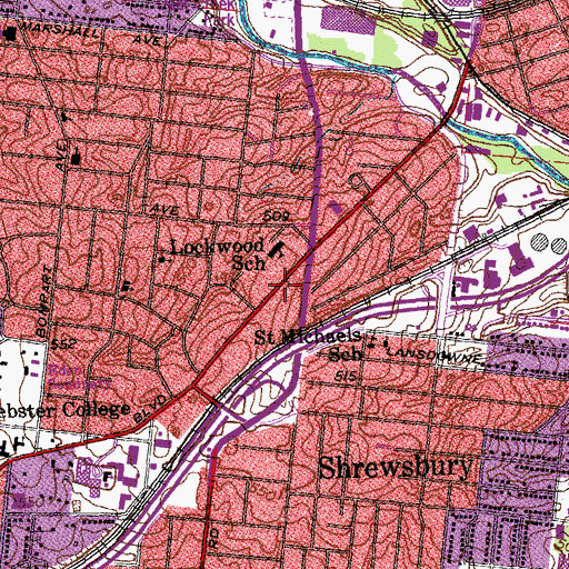 Topographic Map of Missouri District Church of the Nazarene, MO
