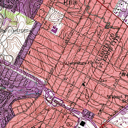 Topographic Map of Monument of Faith Church of God in Christ, MO