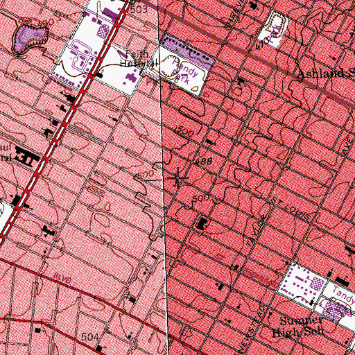 Topographic Map of Mount Airy Missionary Baptist Church, MO