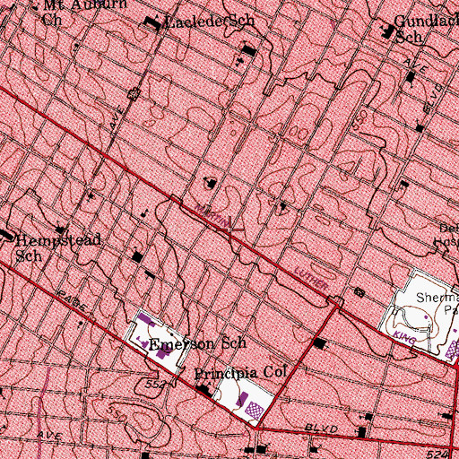 Topographic Map of Mount Bethel Missionary Baptist Church, MO