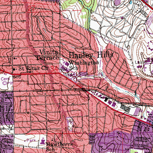 Topographic Map of Mount Beulah Missionary Baptist Church, MO