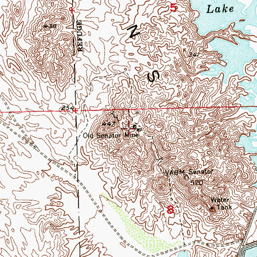 Topographic Map of Old Senator Mine, CA