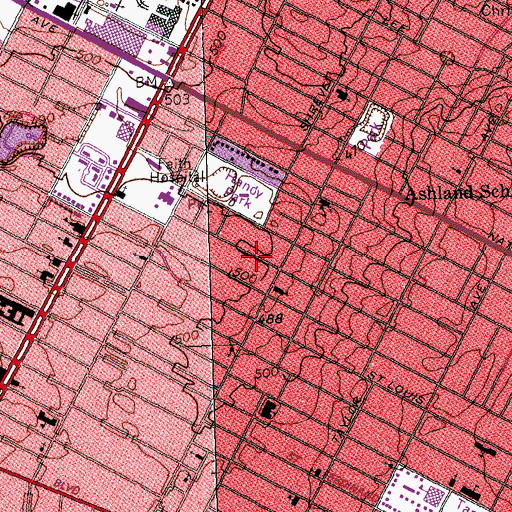 Topographic Map of Mount Esther Baptist Church, MO