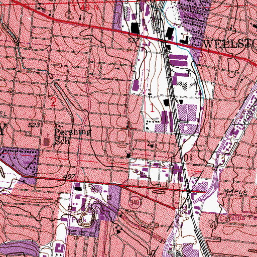 Topographic Map of Mount Gideon Missionary Baptist Church, MO