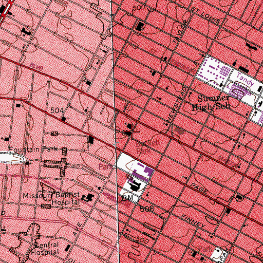 Topographic Map of Mount Lebanon Missionary Baptist Church, MO