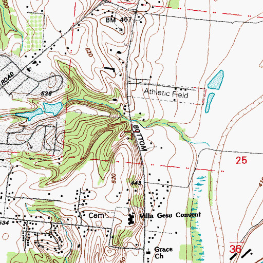 Topographic Map of Mount Moriah Church of Christ, MO