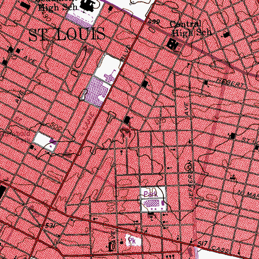 Topographic Map of Mount Olive Baptist Church, MO