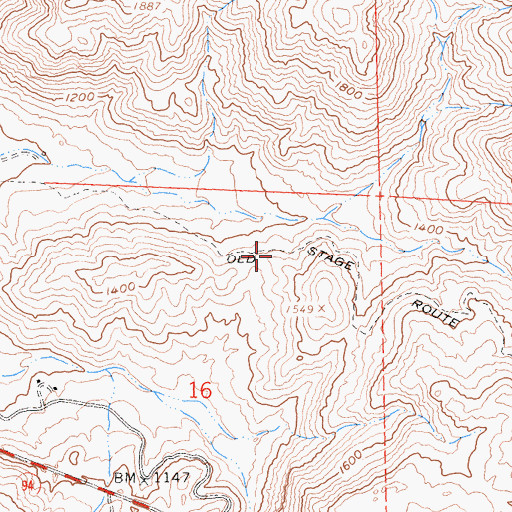 Topographic Map of Old Stage Route, CA
