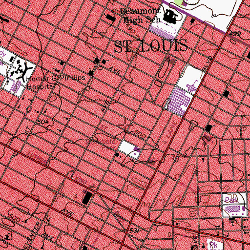 Topographic Map of New Age Missionary Baptist Church, MO