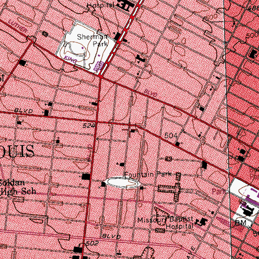 Topographic Map of New Bethlehem Baptist Church, MO