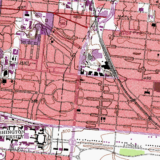 Topographic Map of New Cote Brilliante Church of God, MO