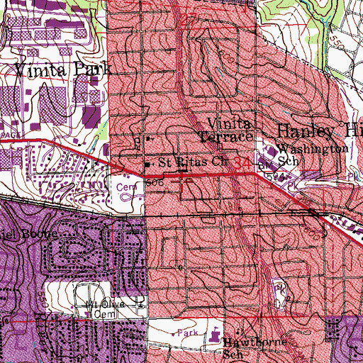 Topographic Map of New Jerusalem Church of God, MO