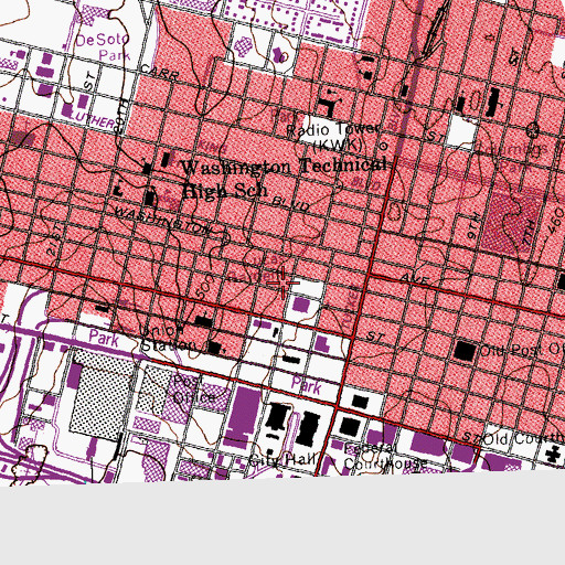 Topographic Map of New Life Evangelistic Center, MO
