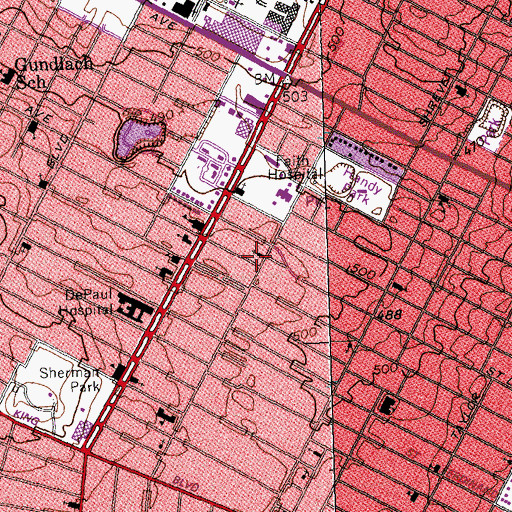 Topographic Map of New Life Family Church, MO
