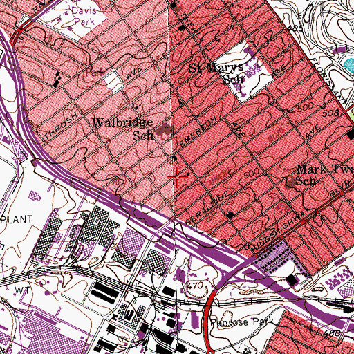 Topographic Map of New Mount Zion Missionary Baptist Church, MO