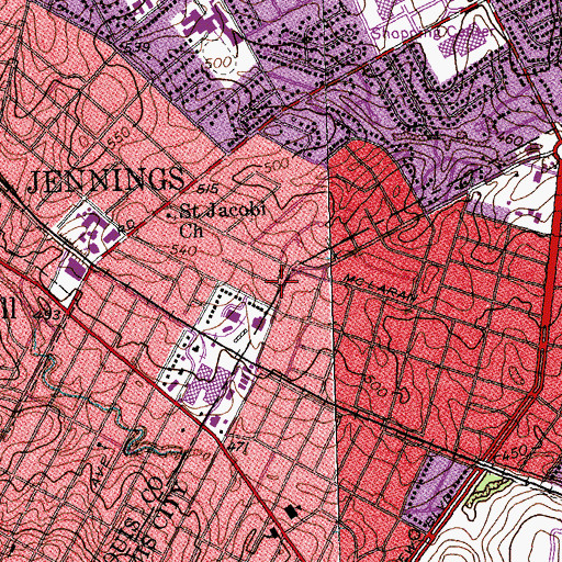 Topographic Map of New North Side Baptist Church, MO