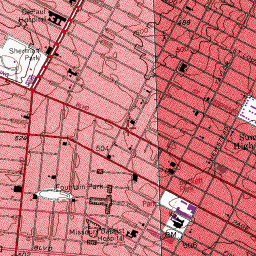 Topographic Map of New Rock Missionary Baptist Church, MO