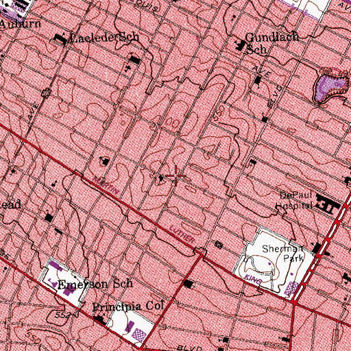 Topographic Map of New Salem Baptist Church, MO