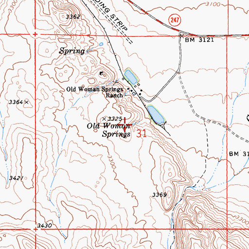 Topographic Map of Old Woman Springs, CA