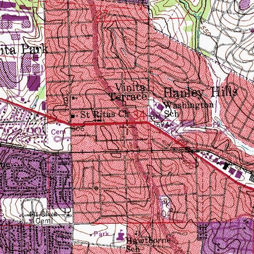 Topographic Map of New Testament Apostolic Church, MO