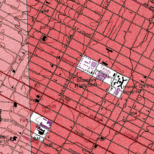 Topographic Map of Newstead Avenue Missionary Baptist Church, MO
