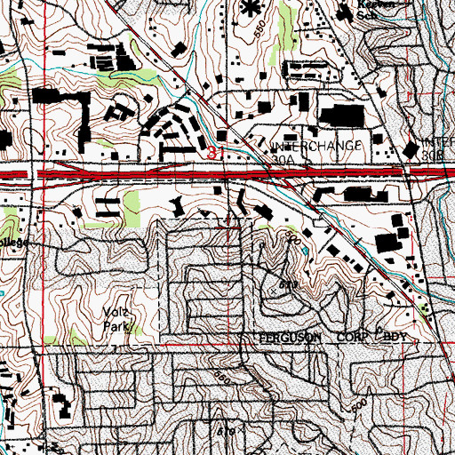 Topographic Map of North Hills United Methodist Church, MO