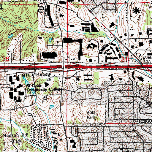 Topographic Map of Oak Hill Baptist Church, MO