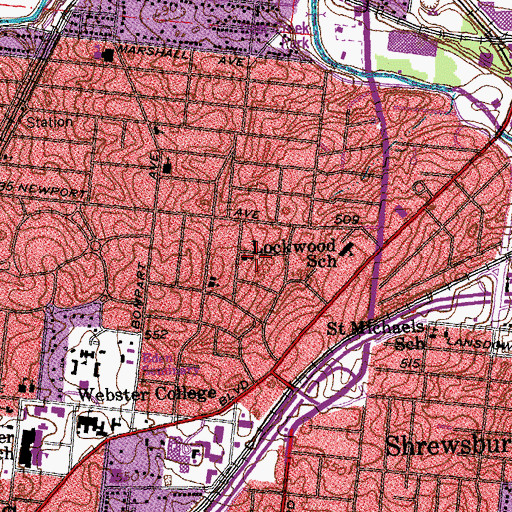 Topographic Map of Old Orchard Presbyterian Church, MO