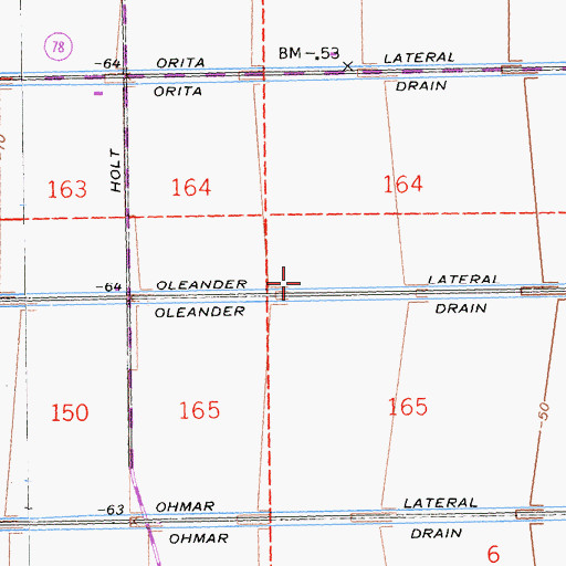Topographic Map of Oleander Lateral, CA