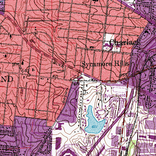 Topographic Map of Overland Church of Christ, MO