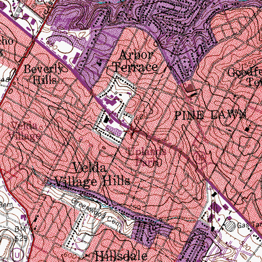 Topographic Map of Pentecost Church of Jesus Christ, MO