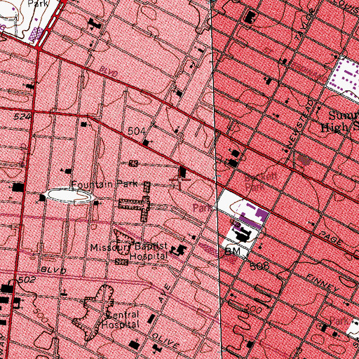 Topographic Map of Pleasant Grove Missionary Baptist Church, MO