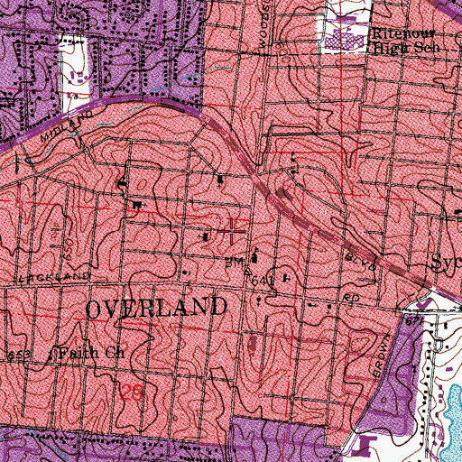 Topographic Map of Presbyterian Church of Overland, MO