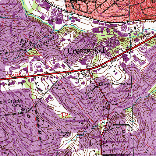 Topographic Map of Prince of Peace Lutheran Church of Crestwood, MO