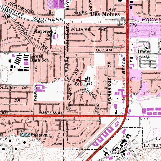 Topographic Map of Olita School, CA
