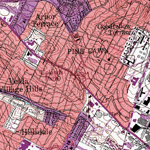 Topographic Map of Pure Gospel Temple, MO