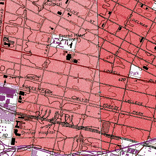 Topographic Map of Redemption of the Sacred Heart Church, MO
