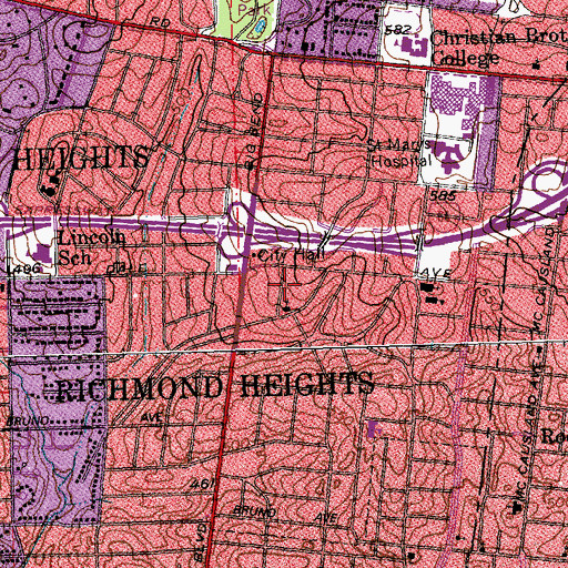 Topographic Map of Richmond Heights Presbyterian Church, MO
