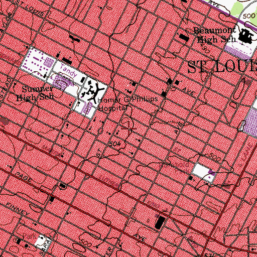 Topographic Map of Rising Star Missionary Baptist Church, MO