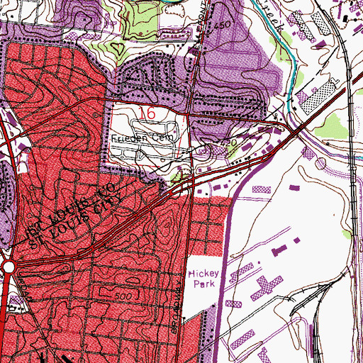 Topographic Map of Riverview Church of God, MO
