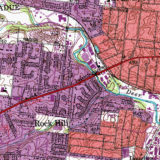 Topographic Map of Rock Hill South Webster Presbyterian Church, MO