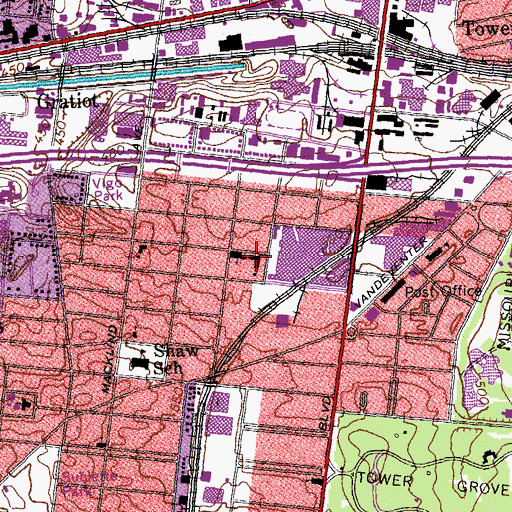 Topographic Map of Saint Ambrose Church, MO