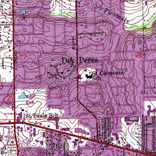 Topographic Map of Saint Clement Church, MO