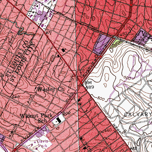 Topographic Map of Saint Douglas Primitive Bapist Church, MO