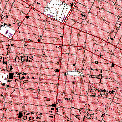 Topographic Map of Saint James Christian Church, MO