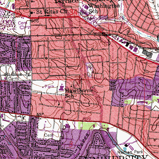 Topographic Map of Saint James Lutheran Church, MO