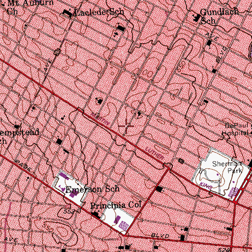 Topographic Map of Saint James Missionary Baptist Church, MO