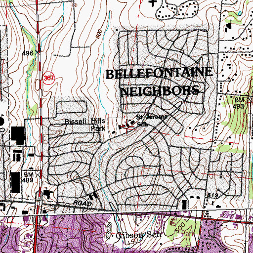 Topographic Map of Saint Jeromes Catholic Church, MO