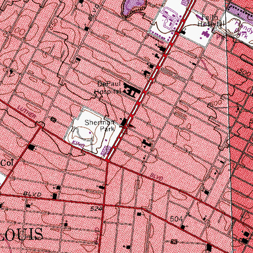 Topographic Map of Saint John African Methodist Episcopal Church, MO